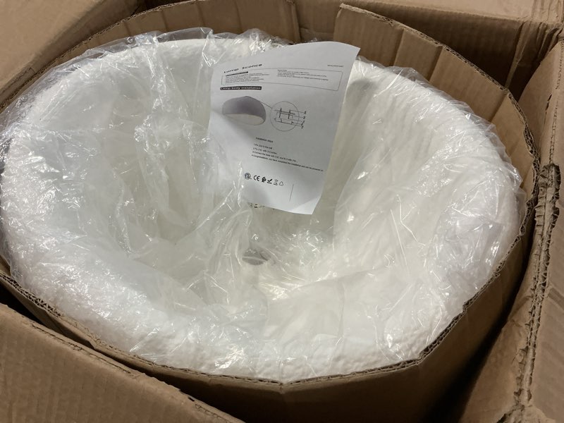 Condition photo showing Good Condition for art-inspired modern ceiling light, 19.7'' stone-textured bird's nest eva shade flush mount light for dining room, kitchen lsland, ceiling light fixtures for living room entryway, white white-19.7''