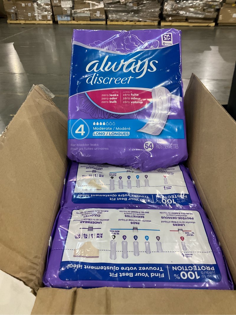 Always Discreet Adult Incontinence Pads for Women, Moderate Absorbency, Long Length, Postpartum Pads