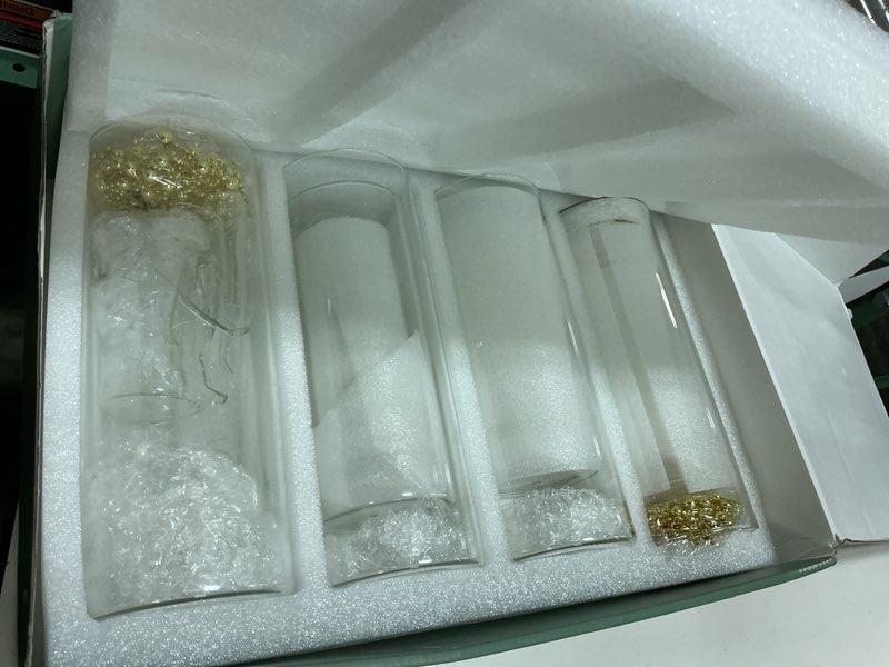 Condition photo showing As Is for udu 16 set glass cylinder vases for centerpieces with 80000 clear beads 24 white floating candles 12 pearl string center pieces decoration for table table wedding party home