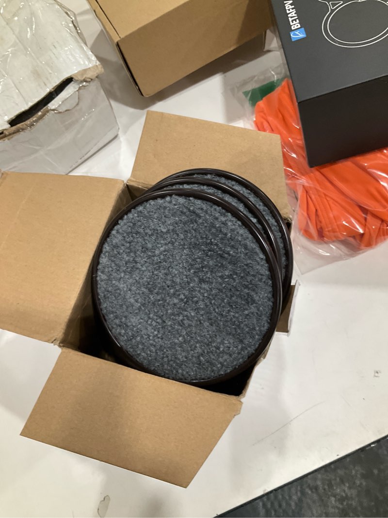 Condition photo showing Good Condition for ezprotekt 4" round carpet bottom furniture caster cups, 16 pcs reusable furniture coasters, felt furniture sliders pads to protect hardwood, tile or carpetd floors from scratches (brown/gray) e-4 4 inch