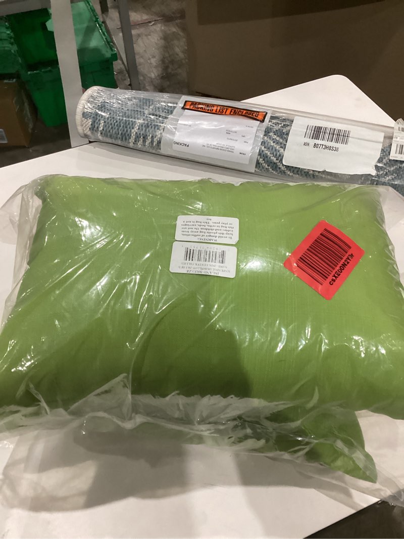 Condition photo showing As Is for Sherry Kline Island Breeze Indoor/Outdoor Boudoir Filled Pillow Kiwi 13"x 18" Set of 2 Rectangle (boudoir) Kiwi