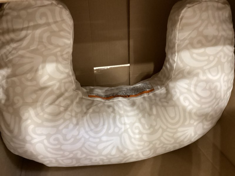 Condition photo showing Good Condition for Boppy Nursing Pillow - Firm, Ergonomic U-Shaped Bottle and Breastfeeding Pillow with High Lift for Comfort and Support, Spacious Surface - Cream Retro Squiggles New Nursing Pillow Cream Retro Squiggles