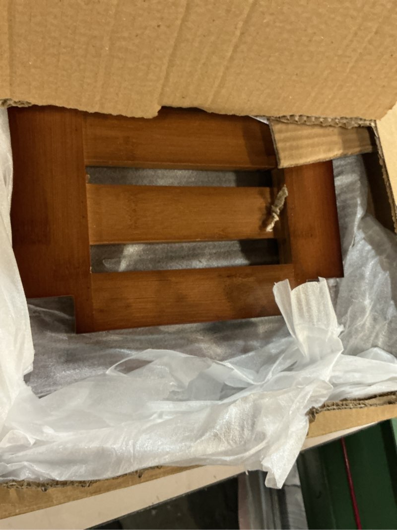 Condition photo showing Good Condition for Bamboo Shower Bench Stool with Storage Shelf, Waterproof Shower Chair Spa Bath Seat, Shower Stool for Inside, Bathroom Bench Seat for Adults Elderly Seniors for Indoor or Outdoor Use(Walnut)