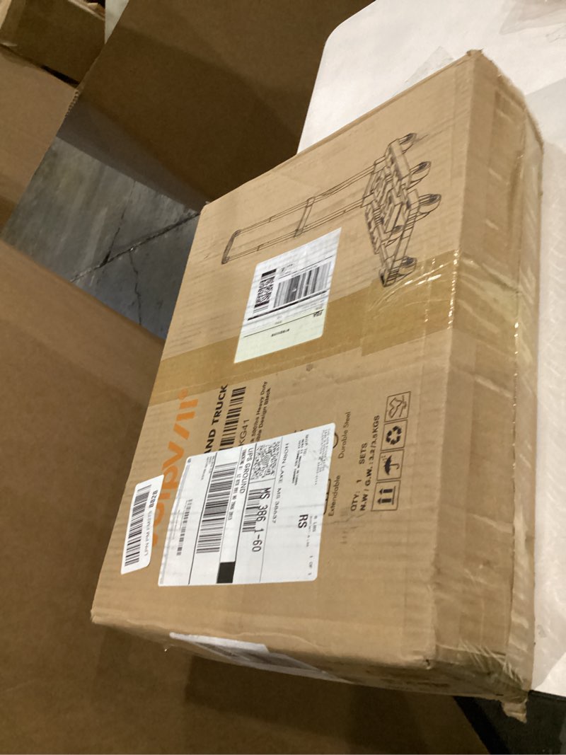 Condition photo showing New/Like New for Folding Hand Truck 500lbs, Portable Heavy Duty Dolly Cart, 6 Wheels Collapsible Luggage Cart with 2 Elastic Ropes - Compact Trolley Cart for Easy Moving - Ideal Hand Cart for Travel and More Black 17