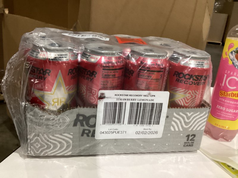 Condition photo showing New/Like New for Rockstar Recovery Strawberry Lemonade, 16 Fl Oz (Pack of 12) (Packaging and Formula May Vary) Strawberry Lemonade 16 Fl Oz (Pack of 12)
