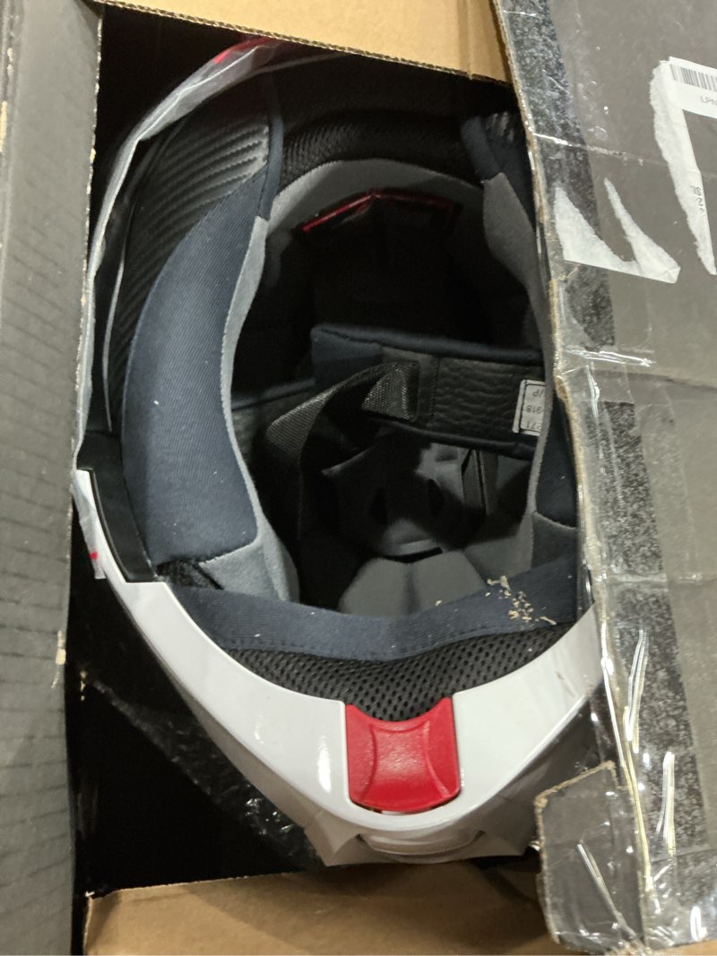 Condition photo showing As Is for fly racing 73-8333lg odyssey adventure modular helmet white lg
