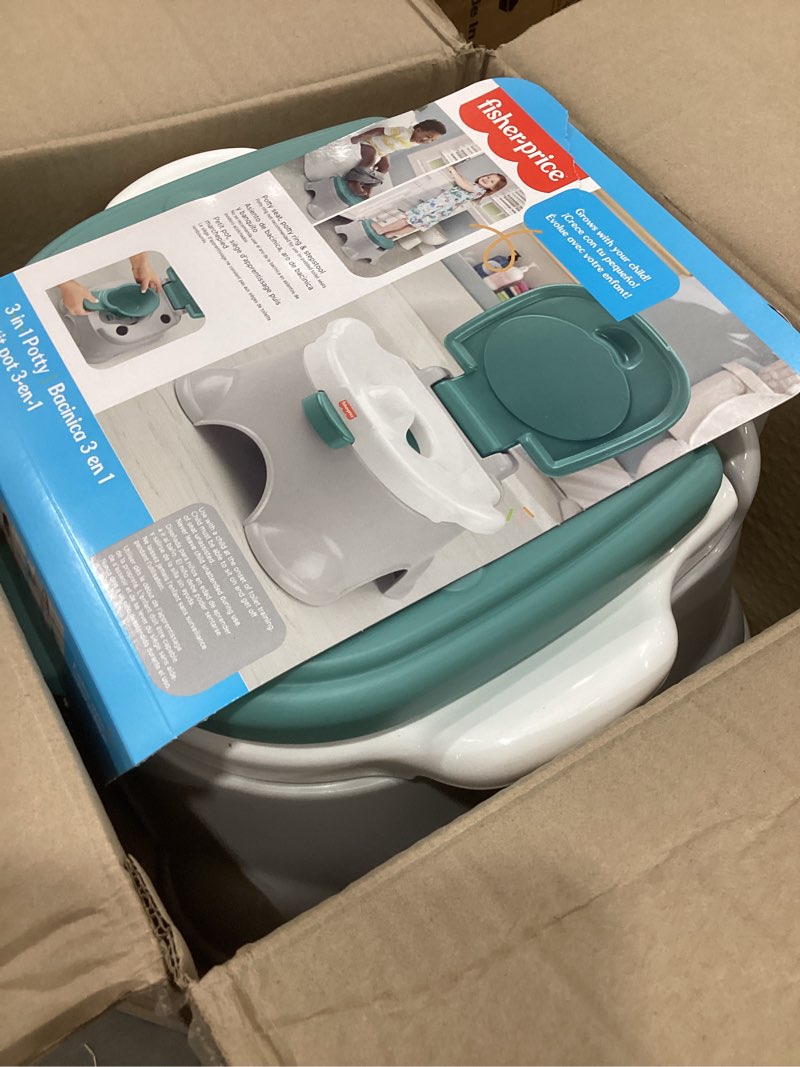 Condition photo showing Good Condition for fisher-price™ 3-in-1 toddler toilet training potty chair and step stool, with removable toilet ring