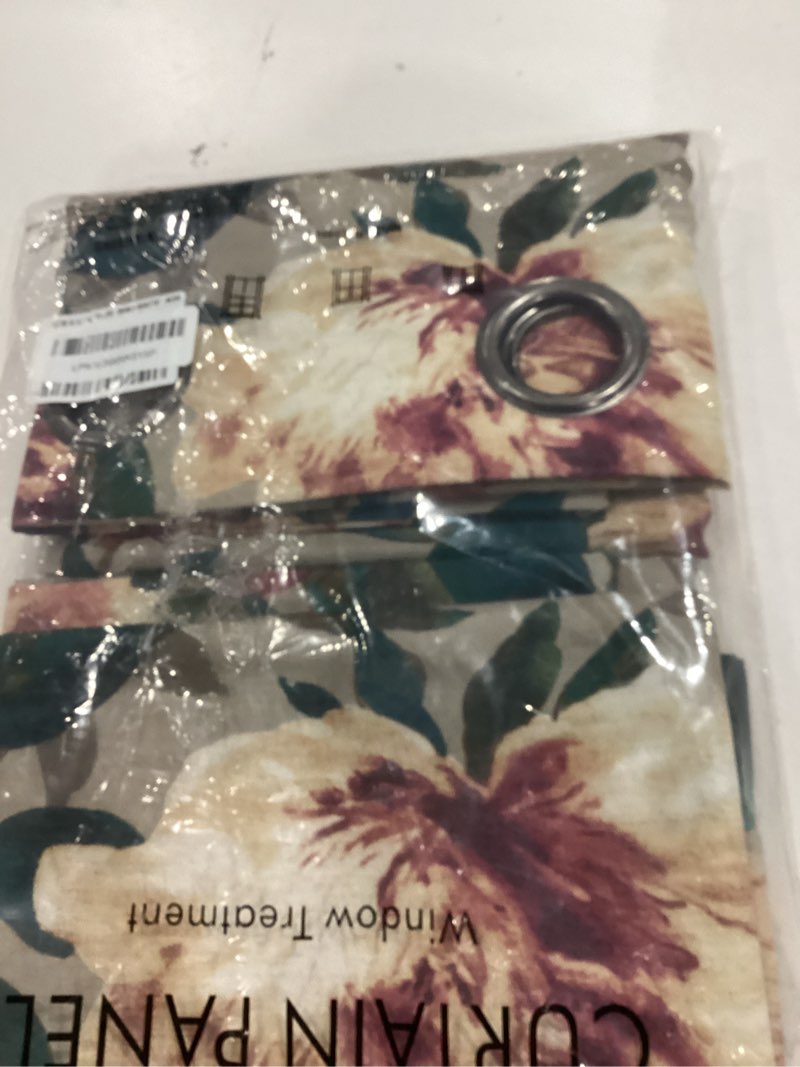 Condition photo showing Good Condition for aligogo floral kitchen curtains 54 inch length, cottage semi-blackout flower curtains for small window, light filering grommet floral drapes 2 panels, 50w x 54l inch, taupe 50"w x 54"l (pack of 2) taupe