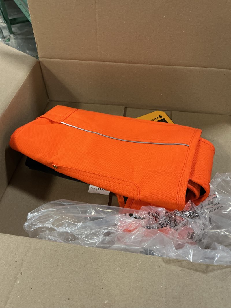 Condition photo showing As Is for Carhartt Firm Duck Dog Chore Coat, Insulated Weather Resistant Jacket for Cold and Windy Conditions, Hunter Orange, X-Large Hunter Orange / Brass X-Large