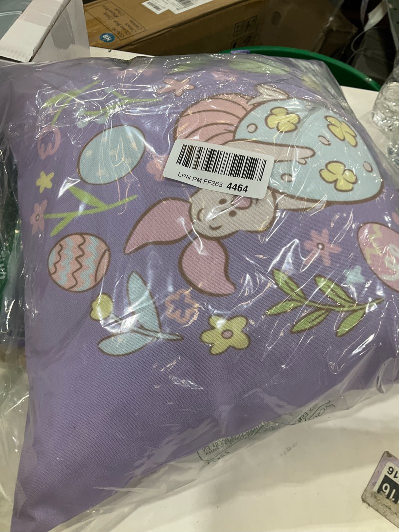 Condition photo showing Good Condition for disney winnie the pooh piglet easter egg pastel spring icons throw pillow 18x18