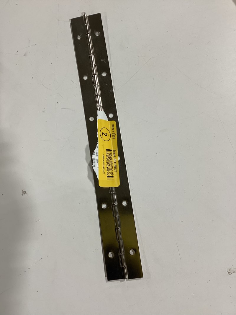 Condition photo showing As Is for reliabilt 12-in h satin nickel piano/continuous interior/exterior door hinge incomplete