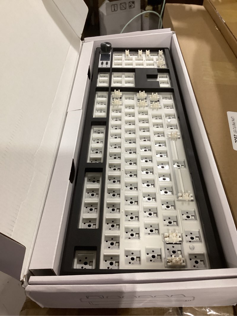 Condition photo showing As Is for gmk104 barebones keyboard kit with screen&knob,qmk/via programmable bt5.0/2.4ghz/type-c tri-mode gasket mounted hot swap rgb backlit full size custom pcb kit diy mechanical keyboard for win/mac(black) gmk104-black