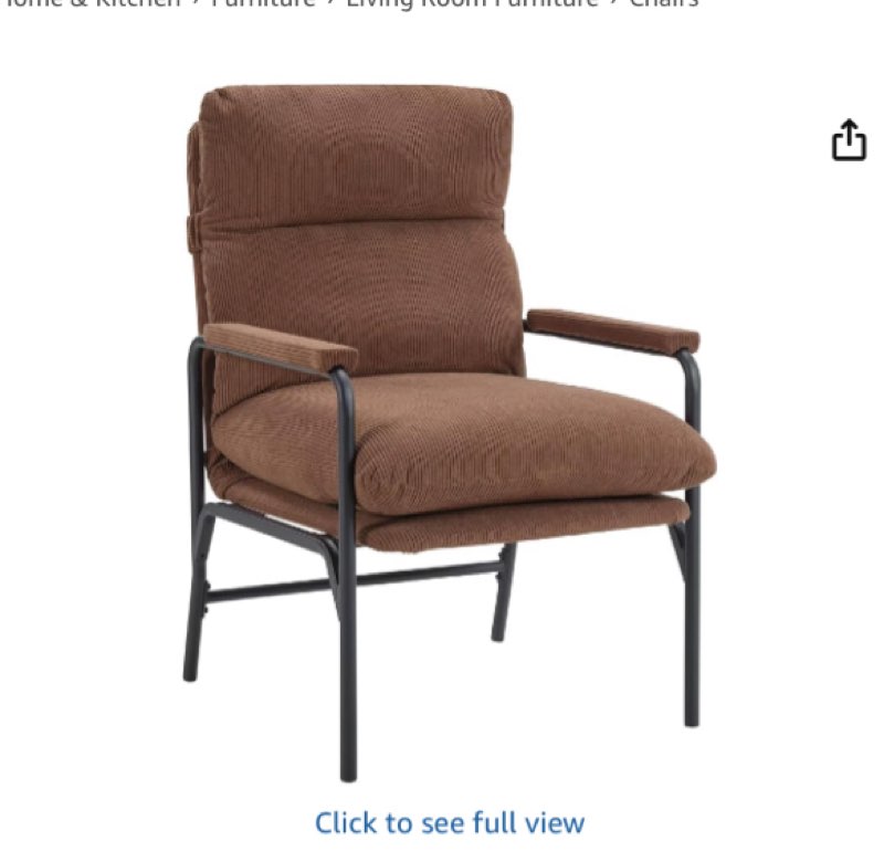 FLEXISPOT Accent Chair for Living Room,Arm Chair for Bedroom,with Padded Arms, Thicken Comfortable Cushion,Metal Frame,Reading Bedroom Chair Armchair for Home/Office/Cafe/Apartment/Waiting Room,Brown