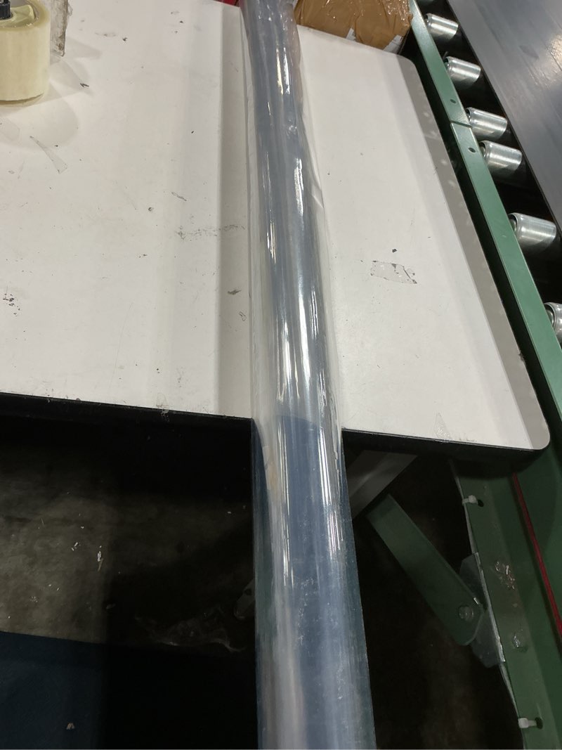 Condition photo showing As Is for clear plastic kitchen countertop cover mat table protector cover wooden furniture tablecloth wipeable vinyl pvc coffee end table chair floors pad scratch proof transparent fillet thickness 1.5mm 66" x 42" (rectangular)