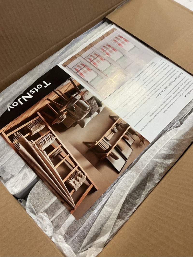 Condition photo showing New/Like New for Decorative Wooden Blanket Ladder for The Living Room and Bedroom, 5ft 8 inch, Pine Wood Quilt Ladder, 6-Tier Wall Leaning Blanket Rack Stand, Farmhouse Blanket Ladder for Home Décor N Display.(Brown) Rustic Brown