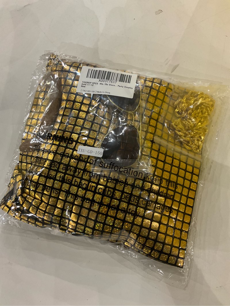 Condition photo showing New/Like New for 5PCS Kids 60s 70s Disco Costume Sequins Shirts for Boys Halloween Party Cosplay 4-10Years 9-10 Years Gold