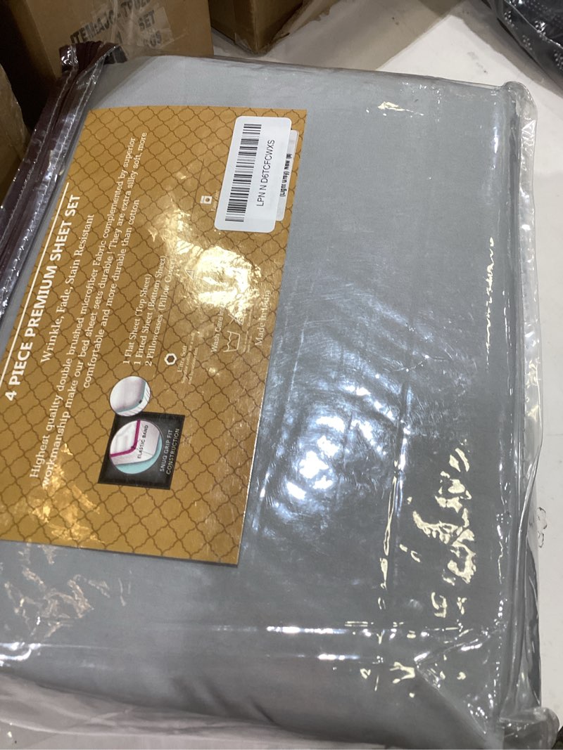 Condition photo showing Good Condition for shreem linen olympic queen sheet set 66x80 – luxury rv bedding – premium microfiber sheets with 15" deep pockets – fits olympic queen mattress (light grey) light grey super queen (66x80)