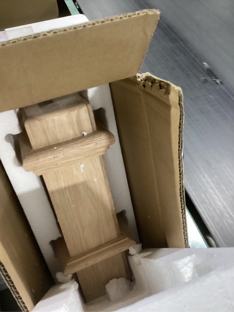 Condition photo showing Good Condition for 1 Pcs 48" Red Oak Stair Newel Post with 3 1/2" Post and 4 1/2" Sleeve, Wood Box Newel with Pedestal for Staircase, Plain Style Wood Balusters Interior for Stair Remodeling