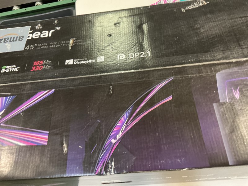 Condition photo showing New/Like New for lg 45gx950a-b 45-inch ultragear 5k2k wuhd (5120 x 2160) oled curved gaming monitor, dual-mode, 165hz, 0.03ms, nvidia g-sync, amd freesync premium pro, hdr true black 400, usb type-c 90w, dp2.1