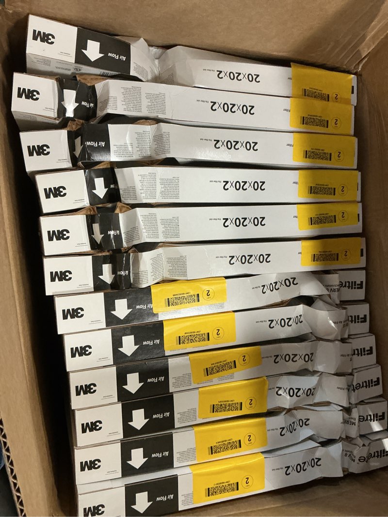 Condition photo showing As Is for filtrete electrostatic air filter 12 packs 20 in x 20 in x 2 in