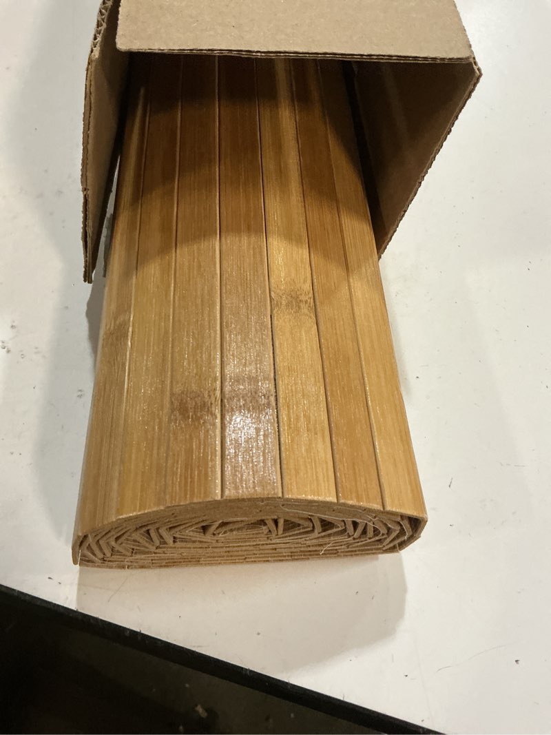 Condition photo showing Good Condition for Natural Bamboo Wall Panel for Interior Wall Decor, Pole Wrap Wainscoting Interior Wall Cladding Panel for Kitchen Island, Bedroom, Living Room Office,Decor(48" H x 96" L, Light-Carbonized) 48" x 96" Light-carbonized