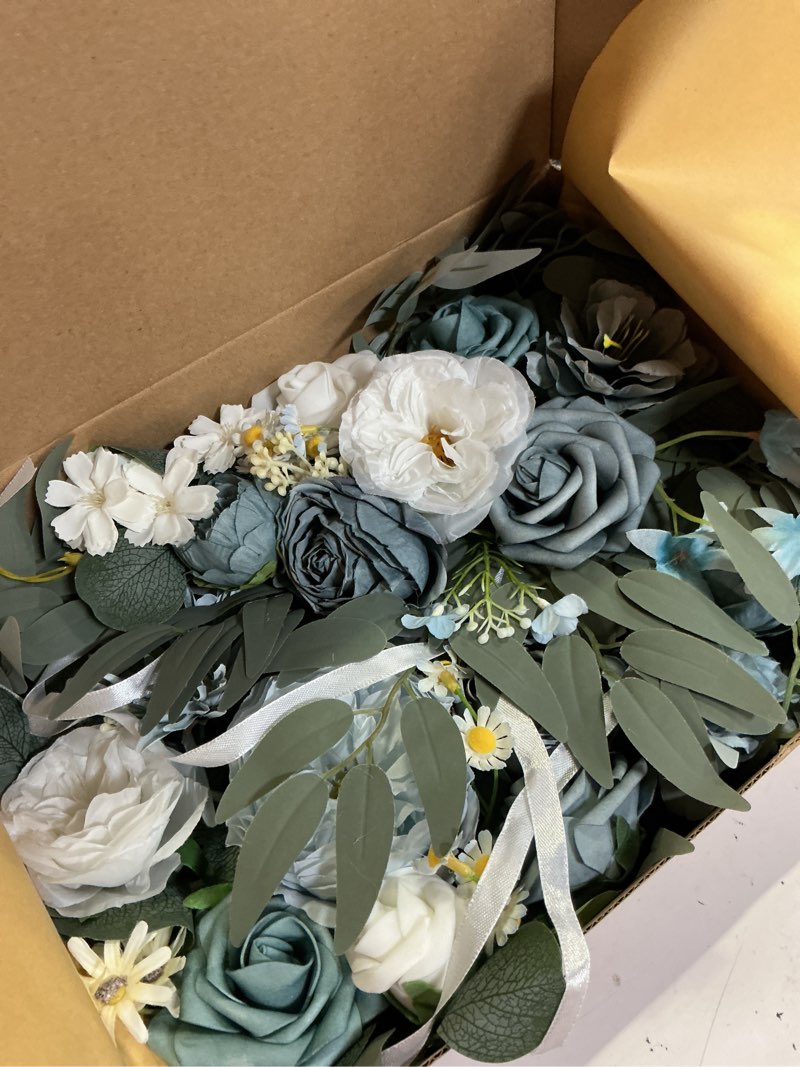 Condition photo showing New/Like New for faux flower swag set of 2 for wedding welcome signs floral swag wedding reception ceremony signs decor (blue)
