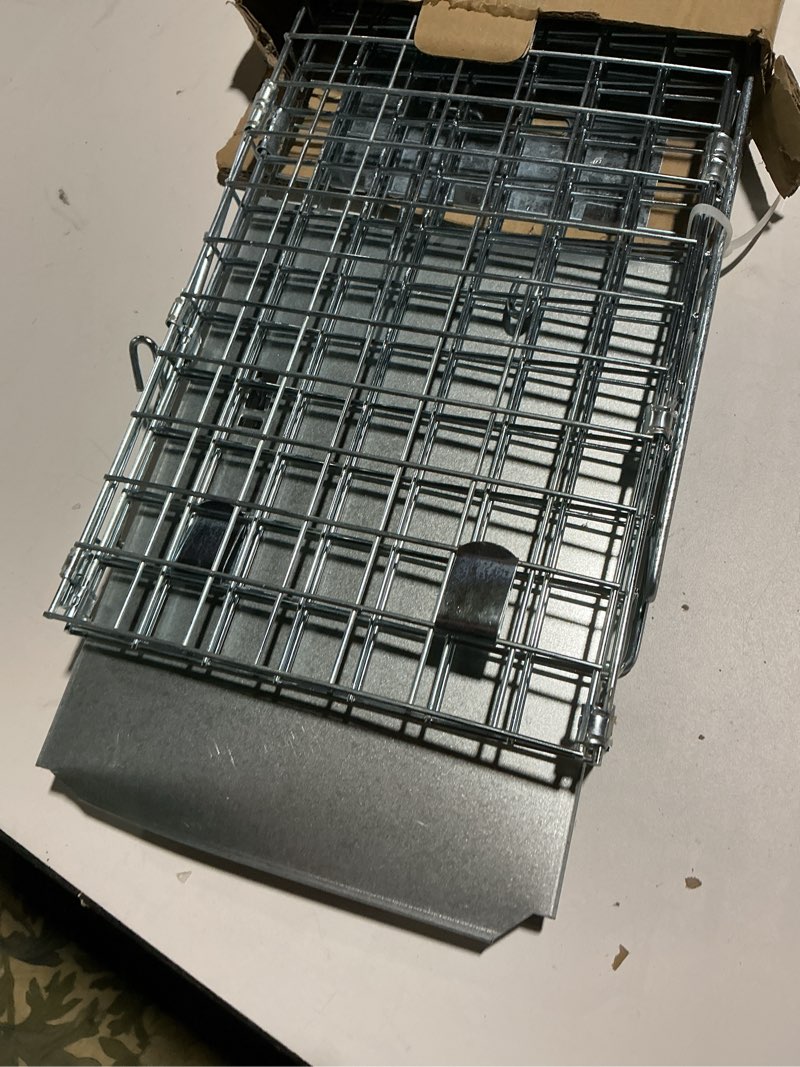 Condition photo showing Good Condition for 24" Small Collapsible Humane Live Animal Cage Trap No-Kill Trapping Kit for Humane Catch Release Rodent Small Cat, Rabbits, Squirrel, Opossum, Squire, Raccoon, All Fit Sized Animals, 2-Doors 24 inches (silver)