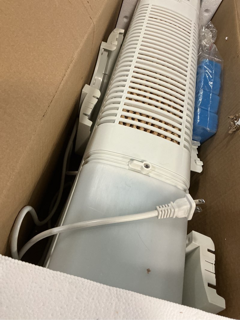 Condition photo showing As Is for evaporative air cooler, 3-in-1 portable air conditioners for room, 4 modes 3 speeds, fast cooling portable ac unit/24h timer, remote oscillating tower fan, quiet swamp cooler for bedroom office white