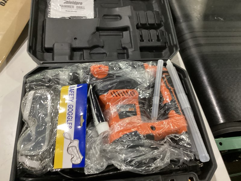 Condition photo showing Good Condition for 1-1/4 inch sds-plus 13 amp rotary hammer drill heavy duty, safety clutch 3 functions with vibration control,including grease, flat chisels, point chisels and 3 drill bits