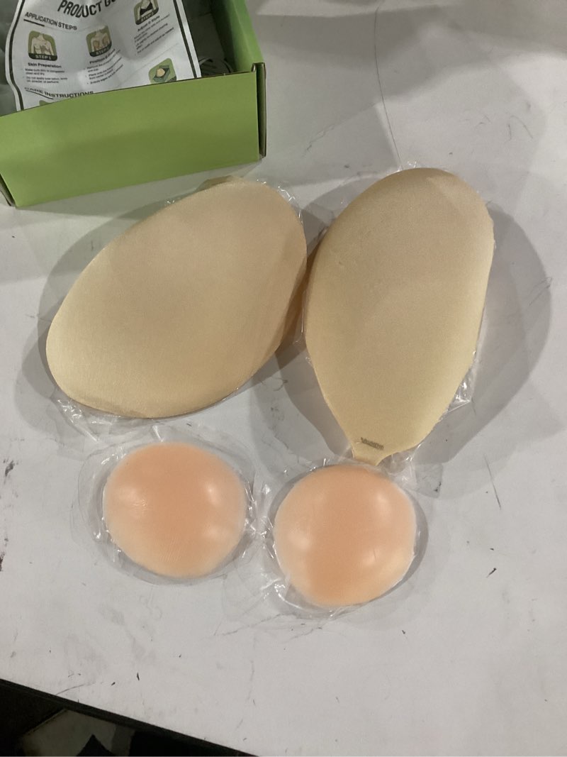 Condition photo showing Good Condition for ultra invisible sticky bra push up, strapless adhesive bra for women's exotic bras, reusable silicone sticky boobs for backless dress (c cup, beige) c beige