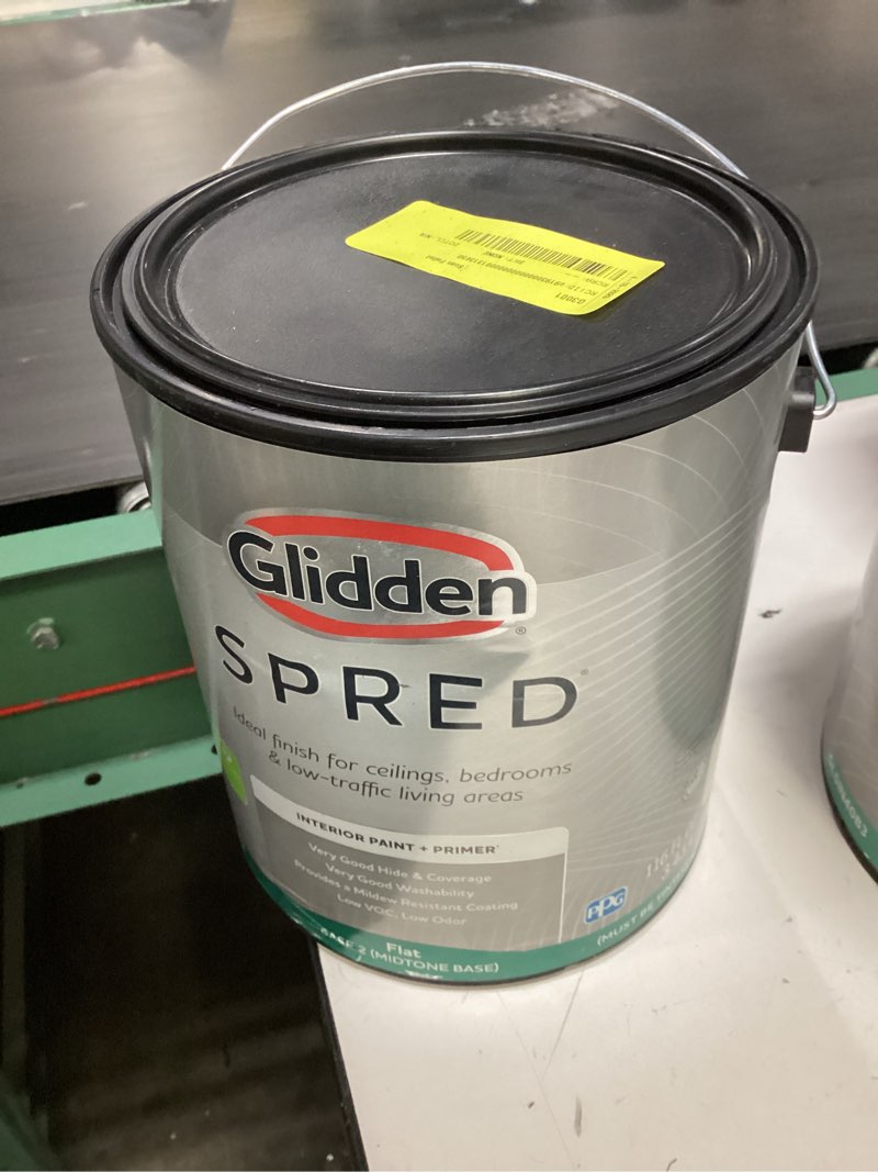 Condition photo showing Good Condition for glidden spred tintable base flat interior paint with primer, 1 gallon