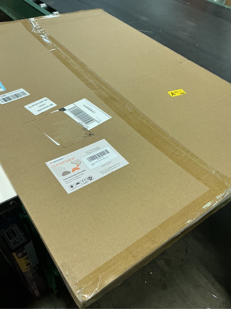 Condition photo showing New/Like New for upsimples 24x36 poster frame, display pictures 20x30 with mat or 24 x 36 without, wall hanging picture frames, black, 1 pack black 24x36
