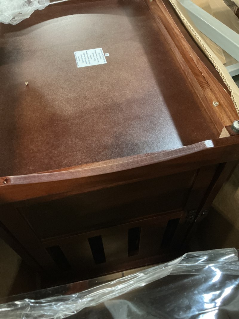 Condition photo showing As Is for Casual Home Wooden Medium Pet Crate, End Table, Walnut , 27.50" x 20.00" x 24.00" Walnut 27.5"L x 20.0"W x 24.0"H