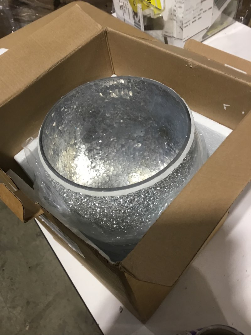 Condition photo showing Good Condition for Escenzy Modern Toilet Brush and Holder Set Mosaic Glass | Non-Rustic Stainless Steel | Practical & Decorative Toilet Bowl Brush and Holder | Luxury Silver Glitter Bathroom Accessories