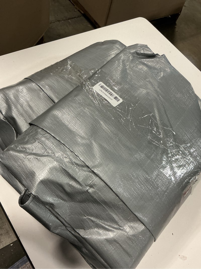 Condition photo showing As Is for Tarp 10x20FT, Extra Thick 16Mil Heavy Duty Waterproof Tarps with Brass Grommets and Reinforced Edges, Tear & Fade Resistant, 100% UV Blocking Outdoor Tarp for Roof Camping Pool Boat (Silver/Black) Silver/Black 16mil 10' x 20'