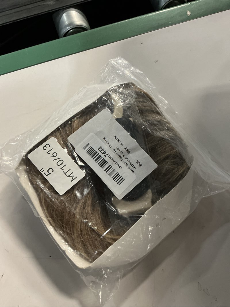 Condition photo showing New/Like New for short hair topper for thinning hair 5.5 inch short pixie cut toppers pieces natural curly texture synthetic brown mix natural blonde wiglets hairpieces (5.5 inch) brown mix natural blonde 5.5 inch