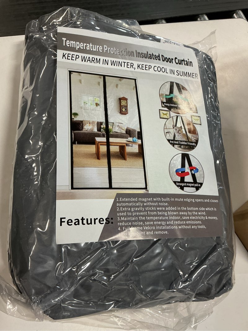 Condition photo showing Good Condition for Thermal Insulated Door Curtain Fits 36"x80" Doors (Curtain Size 39"x82"), Gray Oxford Cloth Thicken Cotton Filled Single Piece Thermal Door Screen for Winter, Keep Cold Air Out Gray Fits Door Size 36"x80"