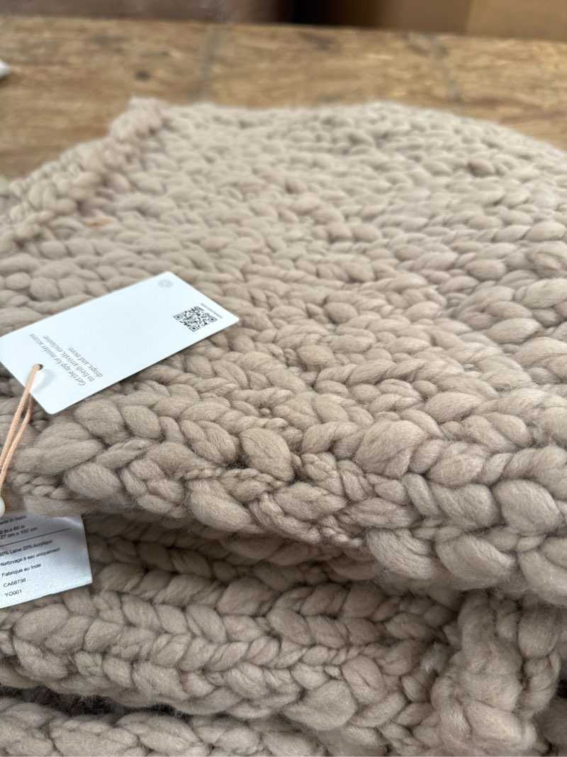 chunky hand knit wool throw