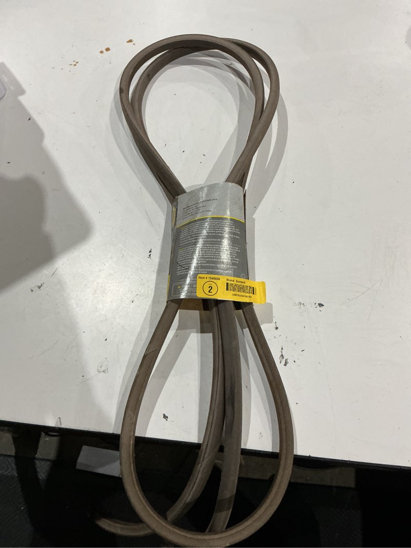 Condition photo showing As Is for sunbelt 5/8-in x 134-in deck belt, for 50-in riding mower/tractors, replaces oem part number