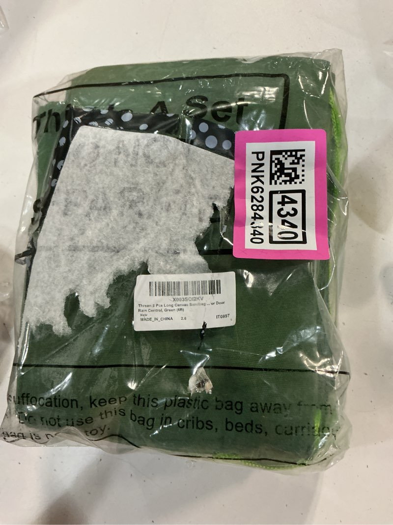 Condition photo showing Good Condition for threan 8 pcs long canvas sandbags for flooding sand tube bags flood protection thickened reusable rain wind flood barrier with elastic band water barrier tube for door rain control, green (6ft) 6 ft 8