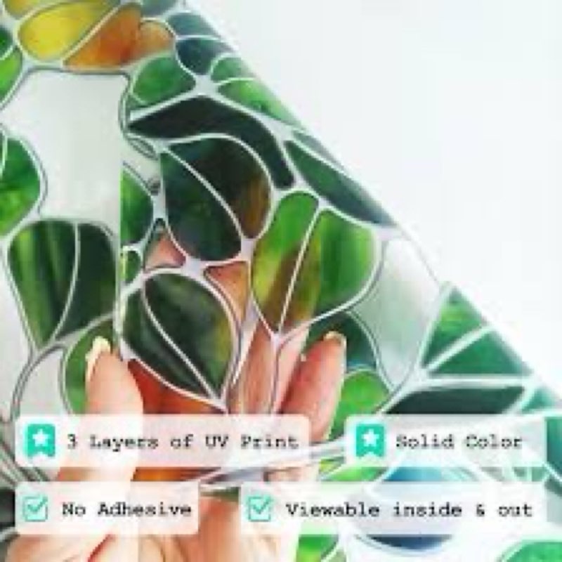 Window Privacy Film Home Room Bathroom Spring Decor Car 17.5*157 Green&blue