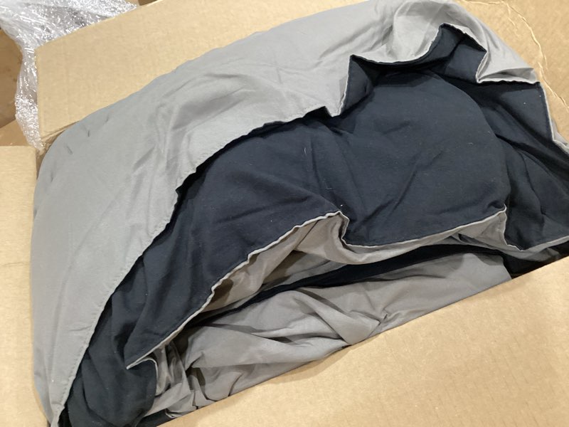 Condition photo showing As Is for bare home king/california king comforter - reversible colors - goose down alternative - ultra-soft - premium 1800 series - all season warmth - bedding comforter (king/cal king, grey/light grey) king/cal king 05 - grey/light grey