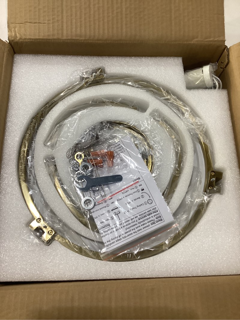 Condition photo showing New/Like New for **untested** bektas semi flush mount ceiling light fixture 12inch brushed gold light fixture with milk glass for bedroom kitchen bathroom hallway foyer dinning room hall entryway 12in gold