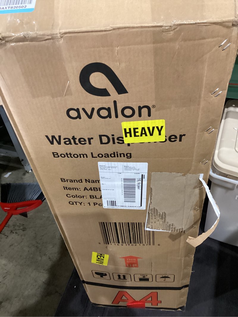 Condition photo showing As Is for avalon bottom loading water cooler and dispenser - black