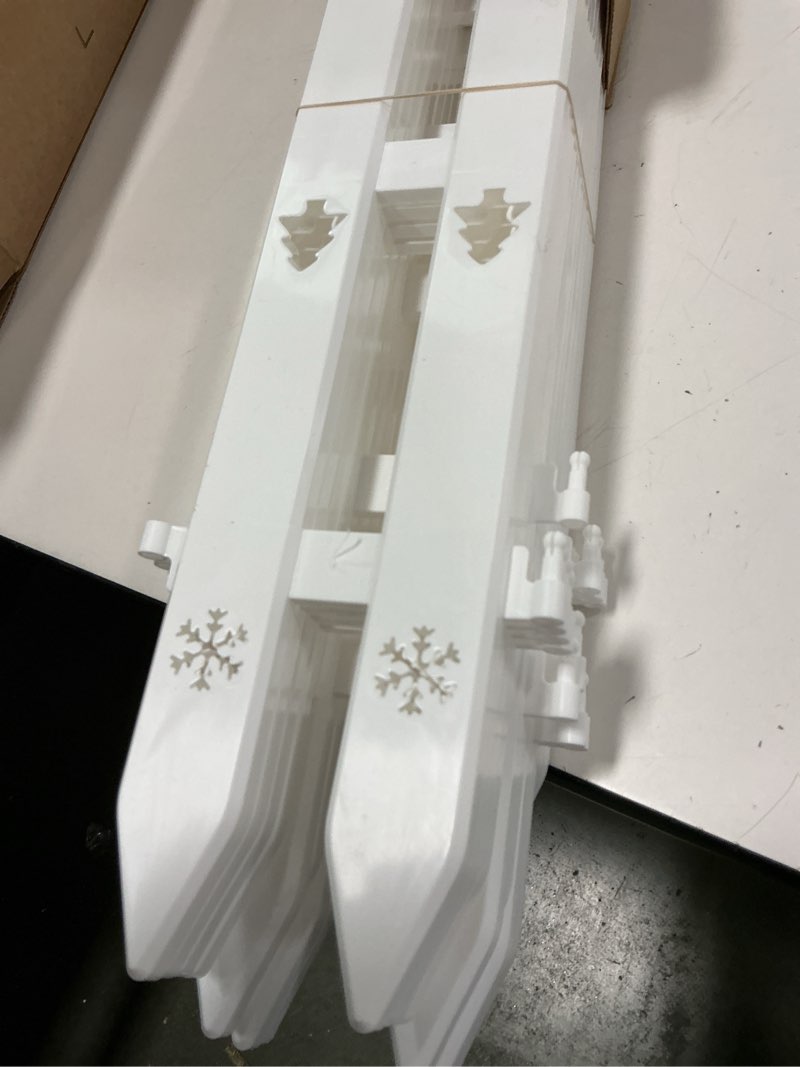 Condition photo showing Good Condition for Christmas Tree Fence White Plastic Picket Tree Fence for Christmas Tree Holiday Party Garden Home Fences Decoration, 11.8 Inches 10 Pieces Deer