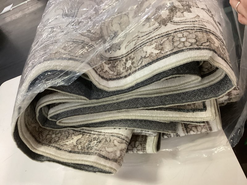 Condition photo showing Good Condition for 8x10 Vintage Area Rug: Washable Neutral Soft Non Slip Thin Large Floor Carpet for Living Room Bedroom Kitchen Dining Room Home Office Farmhouse Indoor - Brown Brown 8' x 10' (Rectangular)