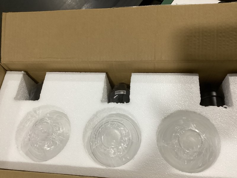 Condition photo showing New/Like New for 23 inches large farmhouse vanity light for bathroom, farmhouse bathroom vanity light with bubble glass shades, 3-light rustic over mirror e26 base
