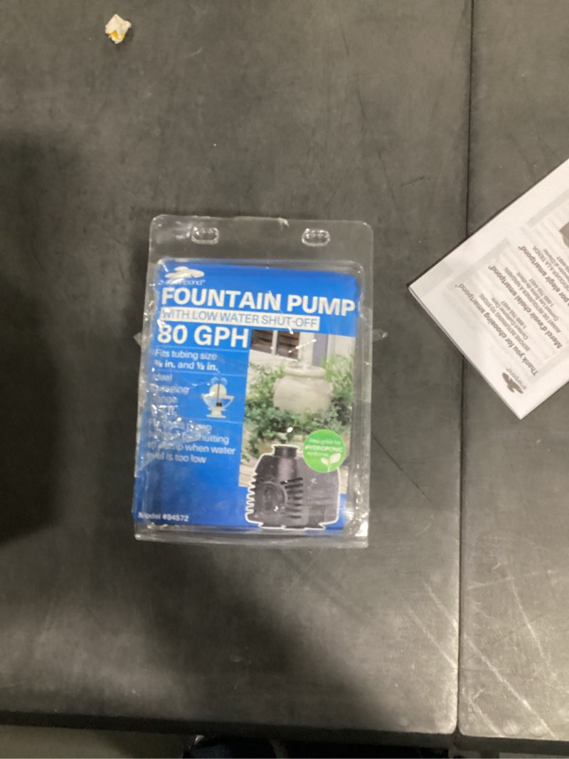 Condition photo showing As Is for smartpond low water shut-off 80 -gph submersible corded electric fountain pump