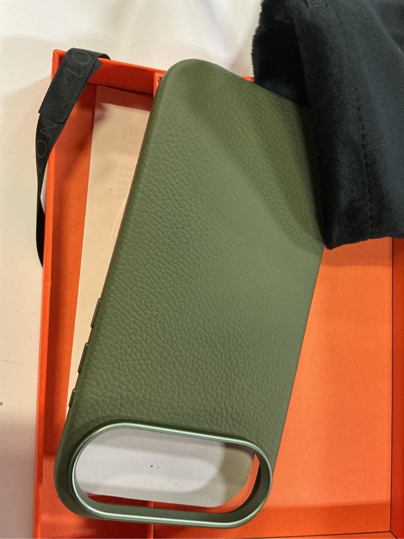 Condition photo showing New/Like New for LONLI Urban | Pebbled Leather - European Genuine Pebbled Leather Case for iPhone 17 Air - [Built-in Camera Control and Compatible with Magsafe] - Mountain Tree