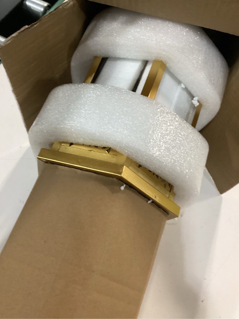 Condition photo showing Good Condition for JHY DESIGN Set of 2 Outdoor Candle Lanterns 22"&17" H Decorative Vintage Metal Candle Holders for Garden Porch Indoor Outdoor Parties Weddings Patio Home Decor(Gold)